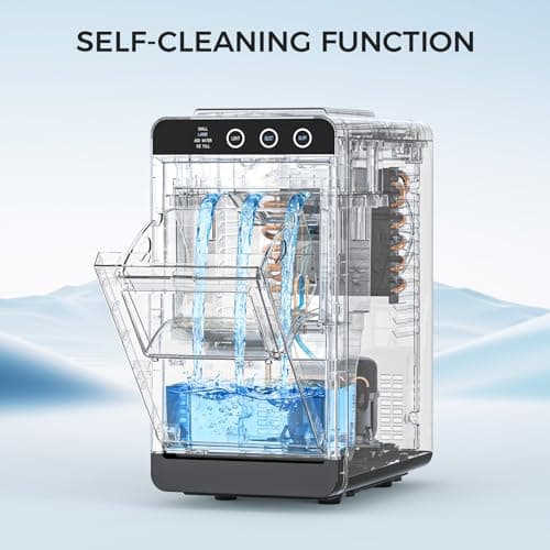 COWSAR Ice Maker Countertop, Portable Ice Machine with Self-Cleaning, 8 Cubes in 6 Mins, 26 lbs/24Hrs, Quiet Commercial Compact Ice Machine for Home, Camping, Bar, Stainless Steel Sliver — view 4
