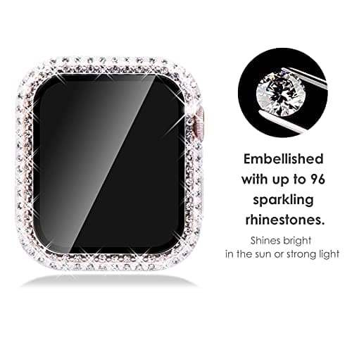 KADES Bling Case for Apple Watch 40mm with Built-in Screen Protector, Sparkling Rhinestone Protective Cover Compatible with Apple Watch Series SE3 SE2 6 5 4 SE (40mm, Clear)