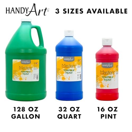 Handy Art Little Masters Tempera Paint, Pink, Gallon 128 oz Bottle, Bright & Mixable, High Opacity, Washable Colors for Classroom, Students, Kids, Young Artists, Safe & Non-Toxic, Made in USA