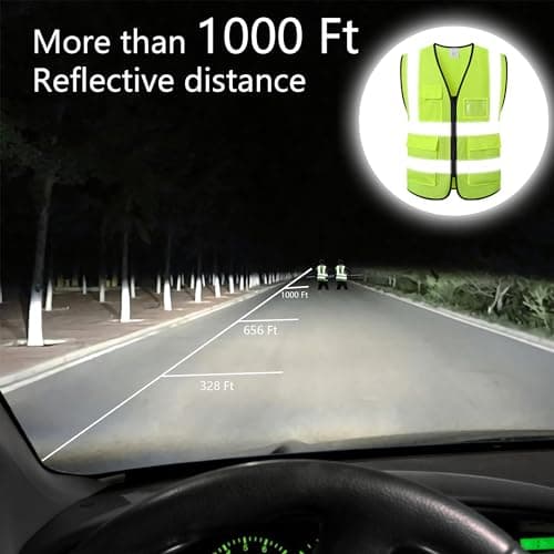 ASIPHITU Reflective Safety Vest for Men Women Construction Vest Meet ANSI/ISEA Standard Yellow Large — view 4