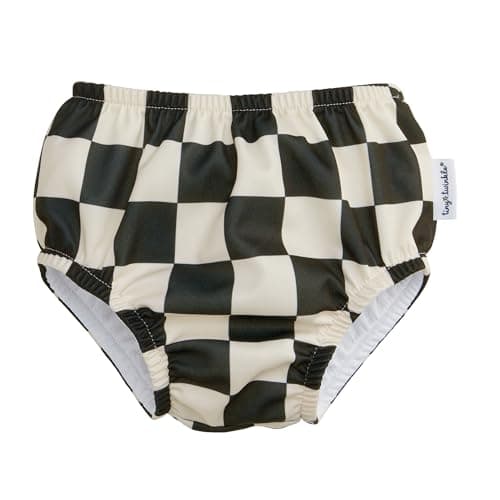 Tiny Twinkle Pull-Up Reusable Swim Diapers 2-Pack | Waterproof and UPF 50+ Sun Protection | Lightweight and Absorbent | Machine Washable(Sage,Black Checkers,0-6M) — view 2