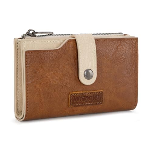 Wrangler Brown Wallets for Women Small Trifold Wallets, Card Cases & Money Organizers Large Capacity Credit Card Cash Wallet Ladies Female Clutch Travel Wallets with ID Window WG119-W0021BR — view 3