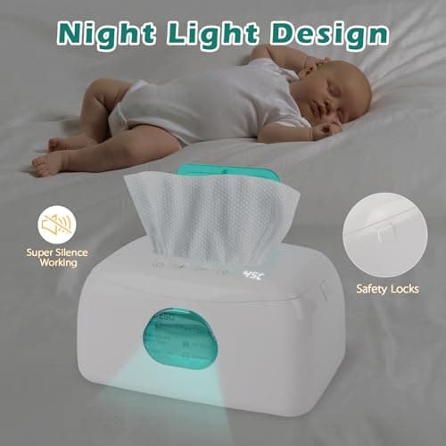 Baby Wipe Warmer with 16-Level Precision Heating, Portable USB-Powered Wet Wipe Warmer, Auto-Lift Spring Wet Wipes Dispenser, Gentle 45°-60° Diaper Wipes Warmer for Diaper Changes, Home & Travel Use — view 4
