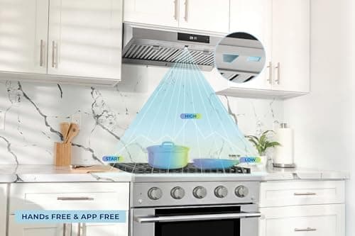 Hauslane PS19 Under Cabinet Range Hood 30 inch with Auto-Pilot Technology, Ducted Stainless Steel Kitchen Hood 860 CFM Dual Motor, Fully Automatic, Quiet Performance, Lifetime Motor Warranty
