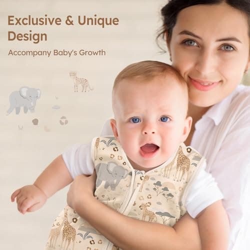 Unnivoll Baby Sleep Sack 18-24 Months 100% Cotton Lightweight 0.5 TOG Wearable Blanket Baby Sleep Bag with 2-Way Zipper for Infant Toddler Apricot Elephant — view 5