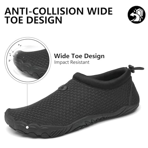 Mishansha Womens Mens Water Shoes Wide Toe Box Swim Beach Barefoot Shoes Quick Dry Non Slip Lividity Black 13.5 Women/11.5 Men