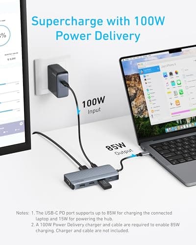 Anker 8-in-1 USB-C Hub, USB C Docking Station Triple Display Multi-Port Dongle with 2 HDMI and VGA, 5Gbps Data Transfers, USB Ports for MacBook Air/Pro, Dell XPS, iPad Pro, and More — view 5