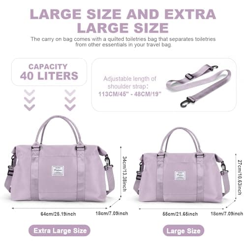 Sport Travel Duffle Bag Gym Tote Bag for Women Weekender Carry on Bags for Airplane Ladies Beach Hospital Overnight Luggage Bag Lightweight Waterproof with Wet Pocket Large Size,H6- Purple