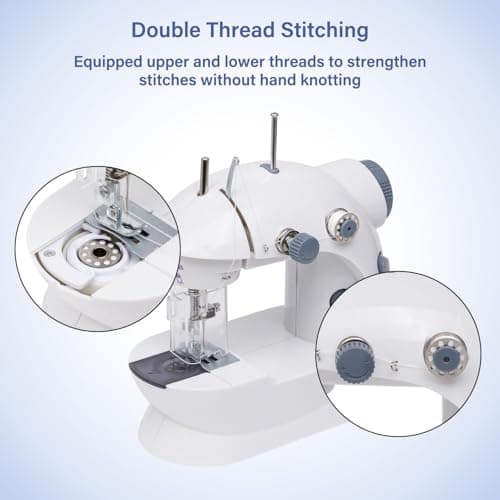 Sewing Machine for Beginners with Expansion Table and Foot Pedal and42Pcs Sewing kit Finger Guard & Light Mini Small Portable SewingMachines 2-Thread 2-Speed 2-Switches