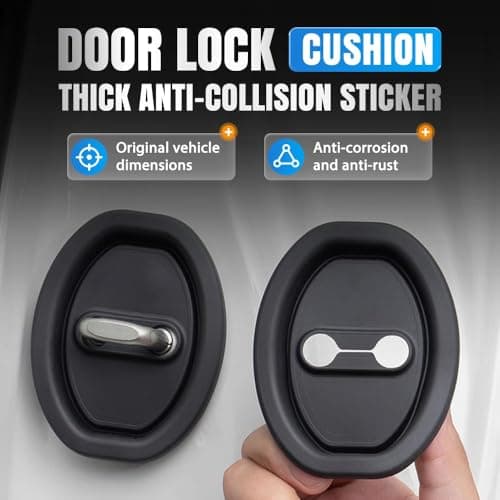 Universal Car Silicone Door Latch Protective Cover, Easy Install Car Decorations, Protects Door Latches for All Vehicles, Essential Doors Strike Protector (Black 4pcs)