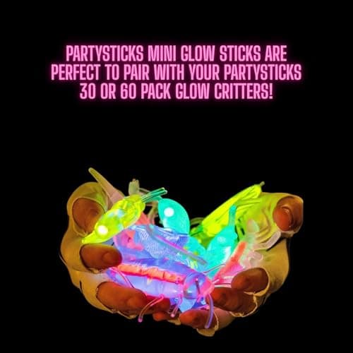 PartySticks Mini Glow Sticks 200 Pack Glow-in-the-Dark Small, for Easter Eggs, 5 Colors, Neon Light Sticks Bulk Party Favors, Easter Basket Stuffer Party Pack, Weddings Classroom Decorations Prizes