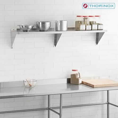 THORINOX TWSS Stainless Steel Wall Mount Shelf - Commercial Grade - Vibration Insulation - NSF Certified - Ideal for Restaurant, Institution Kitchen, Laboratory, Garage (12X60)
