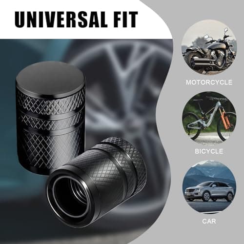 MTABCTY 5 PCS Tire Valve Stem Caps - Anodized Aluminum Tire Valve Caps, Corrosion Resistant Universal Stem Covers for Cars Trucks Motorcycles SUVs Bikes (Black) — view 5