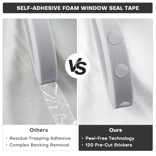 FoamJoy 2Pcs 1" x 1" x 6.5Ft AC Window Seal Kit with Adhesive, Gray Foam Strips for Air Conditioner Window Weather Stripping, Window Units, Doors and Windows Insulation, Energy Saving & Dustproof — view 4