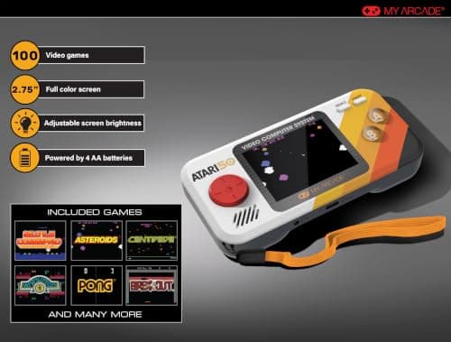 My Arcade Atari Pocket Player Pro: Portable Video Game Console with 100 Games, 2.75" Color Display, Ergonomic Design