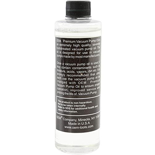 OEMTOOLS 24399 Vacuum Pump Oil, 8 oz, Hydrotreated, 8oz Vacuum Oil Change Tool Accessory, Widely Compatible for Fluid Pump, Automotive, Electrical, and Mechanical Systems — view 2