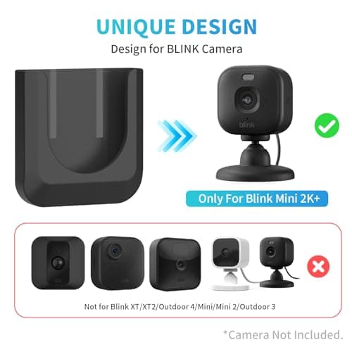 Blink Mini 2K+ No Drill Wall Mount Bracket for Blink Mini 2K+ Indoor Camera,No Screw Adhesive Camera Mount for Indoor Outdoor Camera 3Pack (Camera Not Included) Black