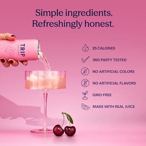 Trip Mindful Blend, Lightly Sparkling Adaptogen Seltzer, Mocktail w/ 120mg Magnesium Citrate with Ashwagandha, Lions Mane & L Theanine, No Added Sugar, Vegan, Tropical Fruits Variety Pack, 12 Oz, 12Pk — view 4