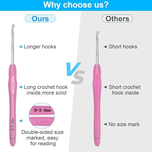 Crochet Hooks 9 Sizes Crochet Hook Set, 49 Pack Yarn Crochet Kit for Beginners, Knitting Needles with Ergonomic Handles for Arthritic Hands, Crochet Needle Kit with Blue Case for Crocheters — view 4