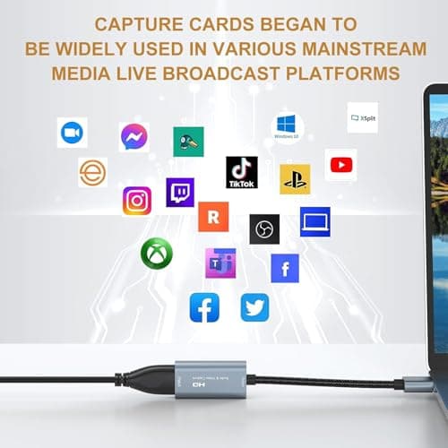HDMI Capture Card USB 3.0, 1080P 60FPS Video Capture Card, 4K@30Hz HDMI to USB A Capture Adapter for Streaming, Gaming, Recording, OBS, PS5, Xbox, Switch, DSLR Camera, Windows Mac Linux — view 5