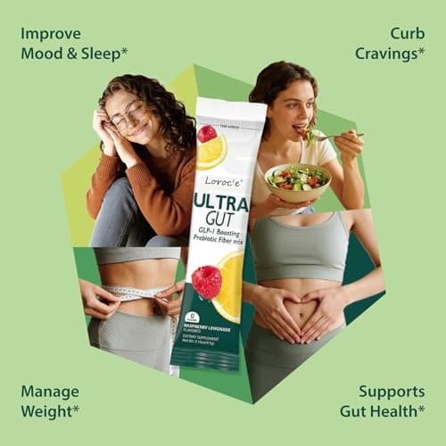 UltraGut GLP-1 Booster Fiber Mix Drink, Cortisol Reducer & Sleep Aid, for Weight Loss & Gut Health - with Prebiotics, Magnesium Glycinate, L-Theanine, Ashwagandha, Vitamin D, No Sugar, 30 Servings — view 3