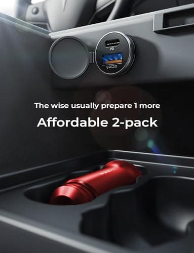 LISEN 2-Pack USB C Car Charger Adapter Fast Charge, 48W All Metal Cigarette Lighter USB Charger for iPhone 15 Smallest Flush Car Charger USB C for iPhone 14 Pro Max 13 12 Galaxy S23/22 iPad Pro-Red — view 4