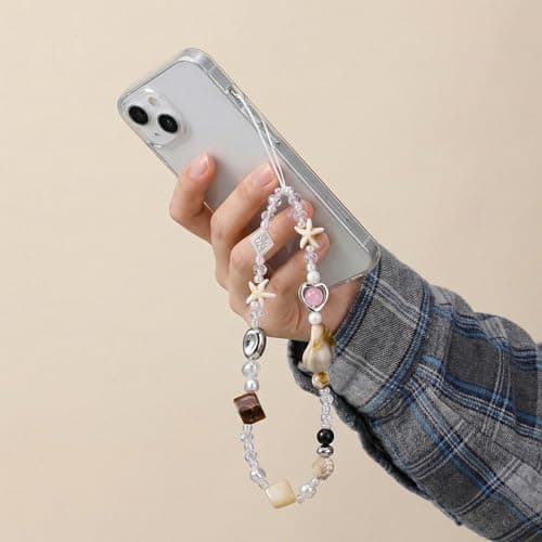 BESARME 3 PCS Beaded Phone Charm Wrist Strap Lanyard Cute Camera Wrist Straps Bead Phone Bracelet Strap Keychain for Women — view 4
