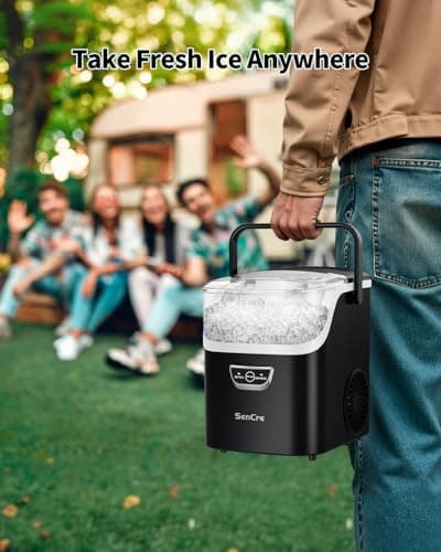 SenCre Nugget Ice Maker with Handle, 40lbs/Day Countertop Ice Maker Ready in 5 Mins, Soft Sonic Ice, Auto-Cleaning Ice Makers Portable Ice Machine for Home Kitchen Office Party & Large Families — view 4