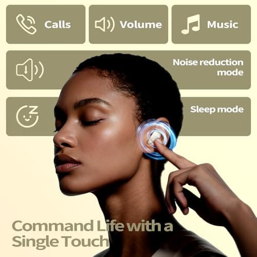 Sleep Earbuds, Mini ANC Wireless Earbuds Bluetooth 5.4 Headphones Deep Bass Stereo, 48H Playtime Ear Buds, 4 ENC Noise Cancelling Mic, IP7 In Ear Earphones for Side Sleepers,Touch Control Velvet Khaki — view 5