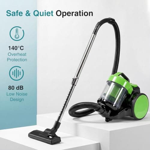OLIXIS Canister Vacuum Cleaner for Home, Lightweight Portable Vacuum Cleaners with Automatic Retractable Cord, Bagless Canister with Washable HEPA Filter for Hardwood Floor & Carpet, Green — view 5