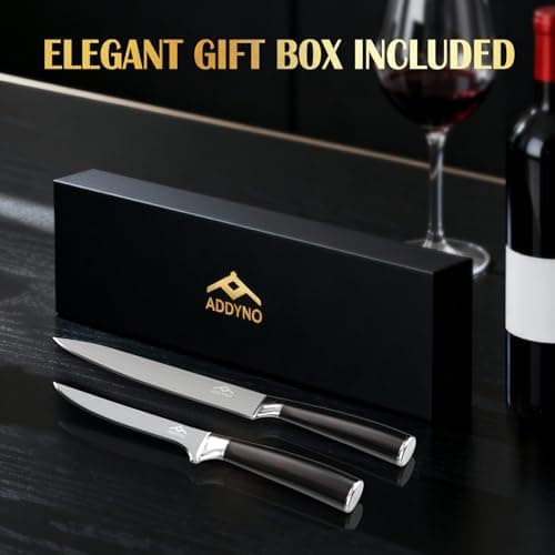 Addyno 8inch &4inch Stainless Steel Chef's Knives, Japanese High Carbon Steel Sharp Paring Knife with Ergonomic Handle — view 5