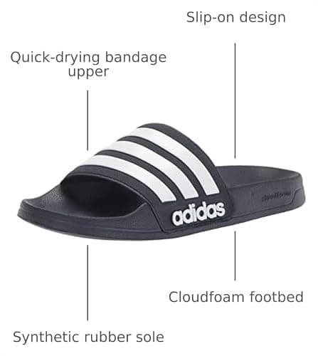 adidas Unisex Adilette Shower Slides Sandal, Legend Ink/White/Legend Ink, 10 US Men — view 2