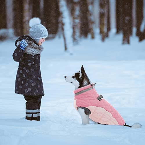 Lelepet Dog Coat Warm Dog Winter Coat Waterproof Dogs Jacket with Harness Built in Reflective Pet Fleece Vest Zip-Up Cold Weather Coats for Small Dogs Turtleneck & Windproof Coats Yorkie Pink S — view 5