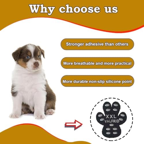 VALFRID Dog Paw Protector Anti-Slip Grips to Keeps Dogs from Slipping On Hardwood Floors,Disposable Self Adhesive Resistant Dog Shoes Booties Socks Replacement S 24 Pieces — view 3