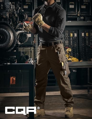 CQR Men's Quick Dry Work Pants, Water Resistant Outdoor Tactical Pants, Lightweight Stretch Cargo Hiking Pants, Work Pants Tundra, 36W x 32L — view 2