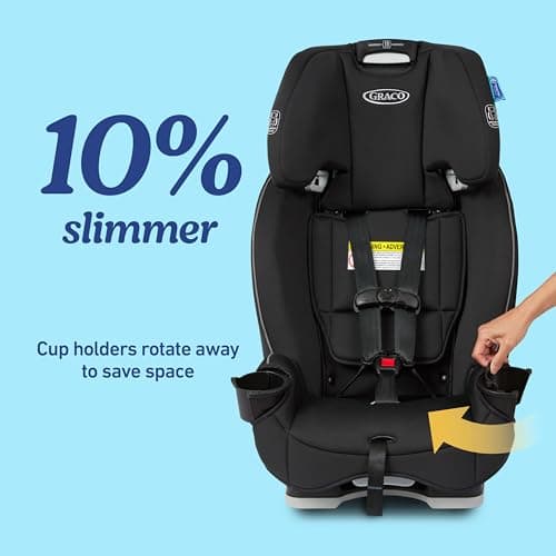 Graco® Slimfit 3-in-1 Convertible Car Seat, Ultra-Space-Saving Design, Silas, Suitable for Rear and Forward-Facing, Highback Booster Seat with 10-Position Headrest — view 3
