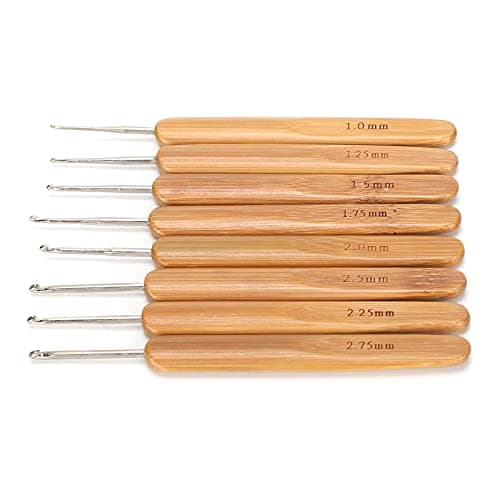Bamboo Handle Crochet, Ergonomic Crochet Hooks Set of 8 Sizes with Stainless Steel Needle and Natural Bamboo Handle, for Home Use DIY Hand Knitting — view 4