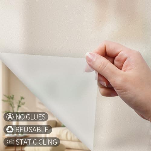 VELIMAX Window Privacy Film, Frosted Glass Window Film, Sun & Heat Blocking Decorative Static Cling Tint for Home Bathroom Office — view 4