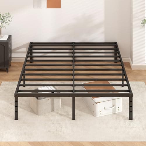 HLIPHA Metal Platform Bed Frame 18 Inch Tall,No Box Spring Needed,Queen Size Bed with Heavy Duty Strong Support Slats,Easy to Assemble,Black — view 4