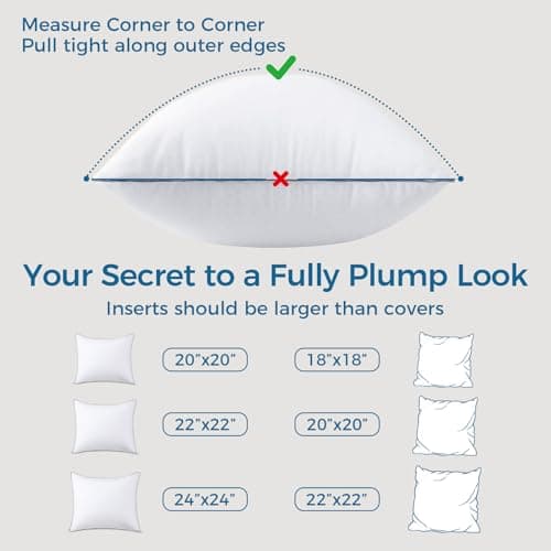 Sasttie 18x18 Throw Pillow Inserts Set of 2, Square Pillows for Couch, Bed, Living Room Decor - Oeko-Tex Certified Down Alternative Plump Filling - Hotel Quality and Machine Washable, 2 Pack — view 5