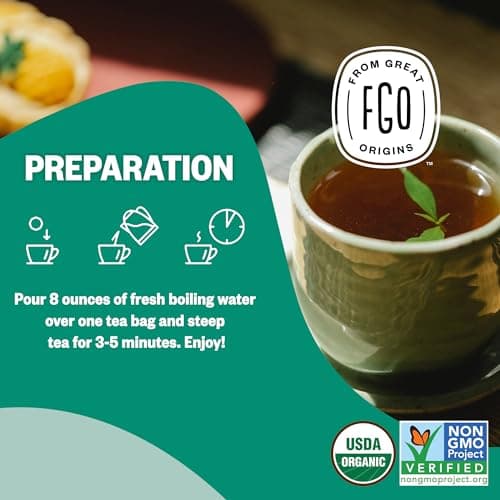 FGO Organic Spearmint Leaf Tea, 100 Count, Eco-Conscious Tea Bags, Resealable Bag, Packaging May Vary (Pack of 1) — view 4