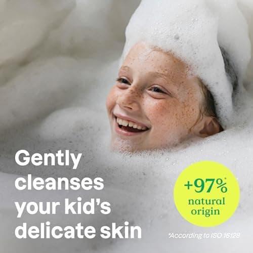 ATTITUDE Bubble Wash for Kids, Made in Canada, EWG Verified Bubble Bath, Hair Shampoo and Body Soap, Dermatologically Tested, Plant- and Mineral-Based, Vegan, Vanilla & Pear, 473 mL