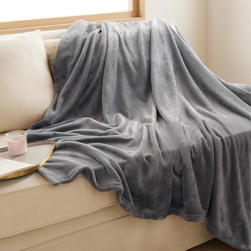 Bedsure Throw Blankets for Couch - Fleece Cozy Soft Blanket for Sofa, Lightweight Fuzzy Flannel Women Throw Gifts for All Seasons, Grey, 50x60 inches