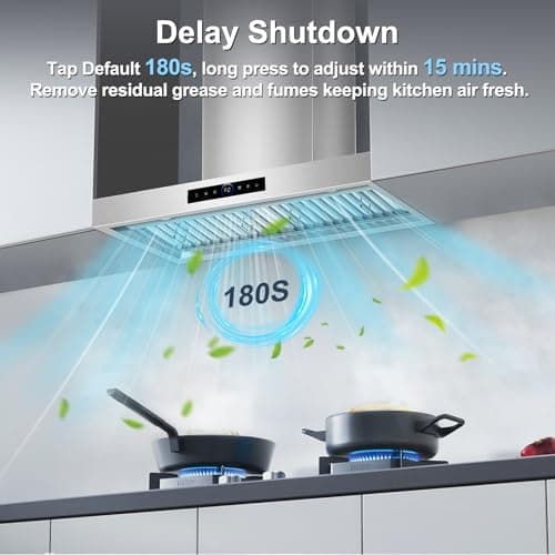 30 inch Range Hood Wall Mount, 1200 CFM with 4-Speed Gesture Sensing & Touch Control, Stainless Steel Ducted Kitchen Stove Vent Hoods with 2 LED Lights, Time Setting, Dishwasher-Safe Baffle Filters — view 5