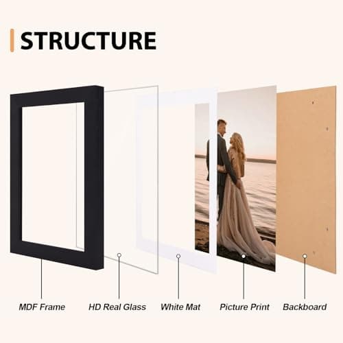 Fixwal 4x6 Picture Frames Set of 5 with Black Grain and HD Real Glass Cover, Vintage Photo Frames for Wall Decor Mounting and Tabletop Display — view 3