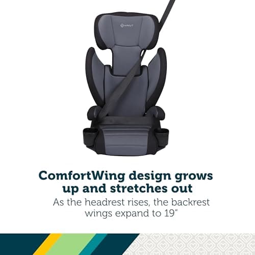 Safety 1st Grow and Go 2-in-1 Booster Car Seat with ComfortWings, Converts High-Back to Backless, 19" Wide, Slim Design, Lightweight, Foldable, Easy-Clean, Cup Holders, 40-100 lbs, Black Sand — view 2