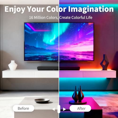 LCTKJTP LED Strip Lights,RGB Music Sync Color Changing Led Lights with Smart App Control Remote & Remote Control,LED Lights for Bedroom,Room Essentials,Sense of Atmosphere Decorations(50FT-1Roll) — view 5