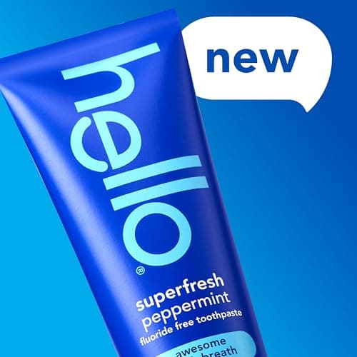 Hello Superfresh Natural Peppermint Fluoride Free Toothpaste for Bad Breath, 5 Oz, Minty Bad Breath Toothpaste, SLS Free, Vegan, Helps Whiten Teeth by Removing Surface Stains (Pack of 3)