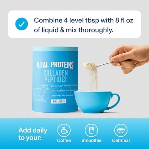 Vital Proteins Collagen Peptides Powder - Grass Fed Collagen Peptides for Hair, Nail, Skin, Bone & Joint Health, Unflavored, 27 Servings — view 4