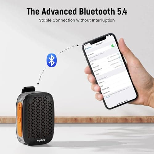 yoygerty 2026 Upgrade Wearable Bluetooth 5.4 Speaker, IPX7 Waterproof Clip-on Wireless Mini Portable Speakers, Built-in Mic, Hands-Free Music/Calls for Work/Cycling/Home/Party/Outdoor(Black) — view 5